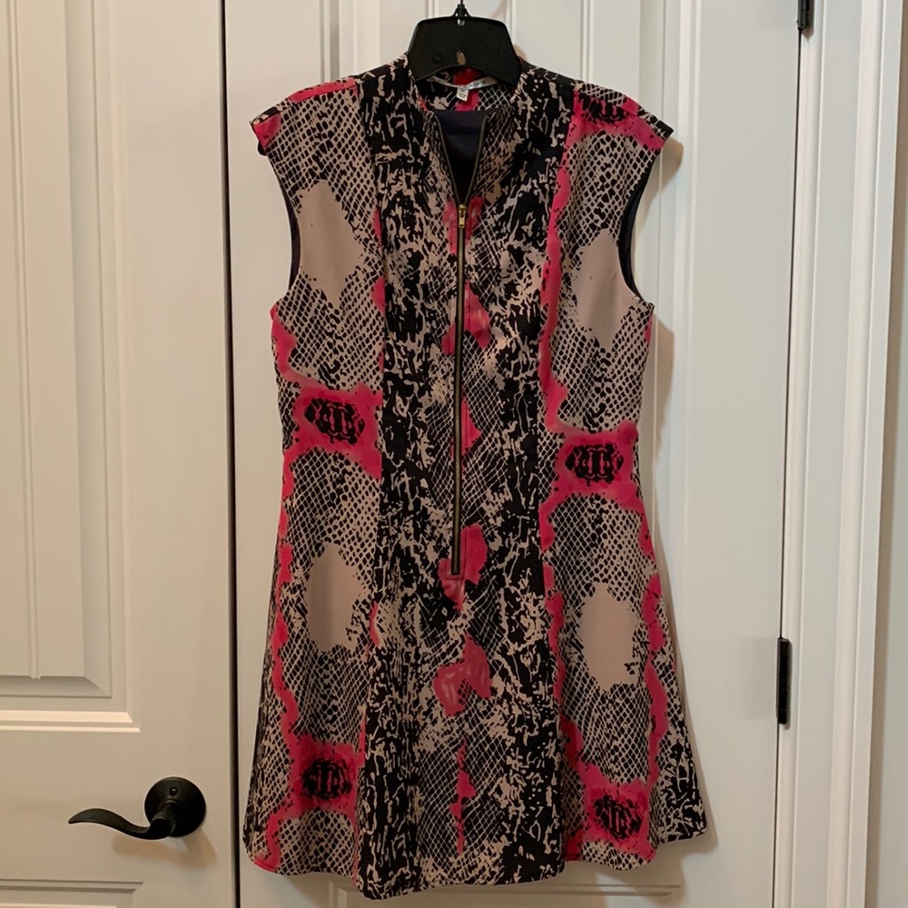 COLLECTIVE CONCEPTS Black Tan Pink Snakeskin Print Mini Dress M